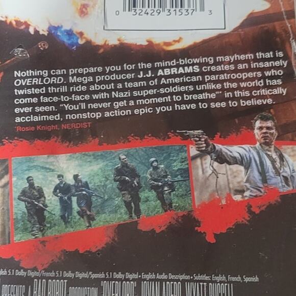 Overlord DVD 2018 JJ Abrams Horror Action Thriller WWll Nazi Lab Soldiers, NPV - Picture 3 of 4